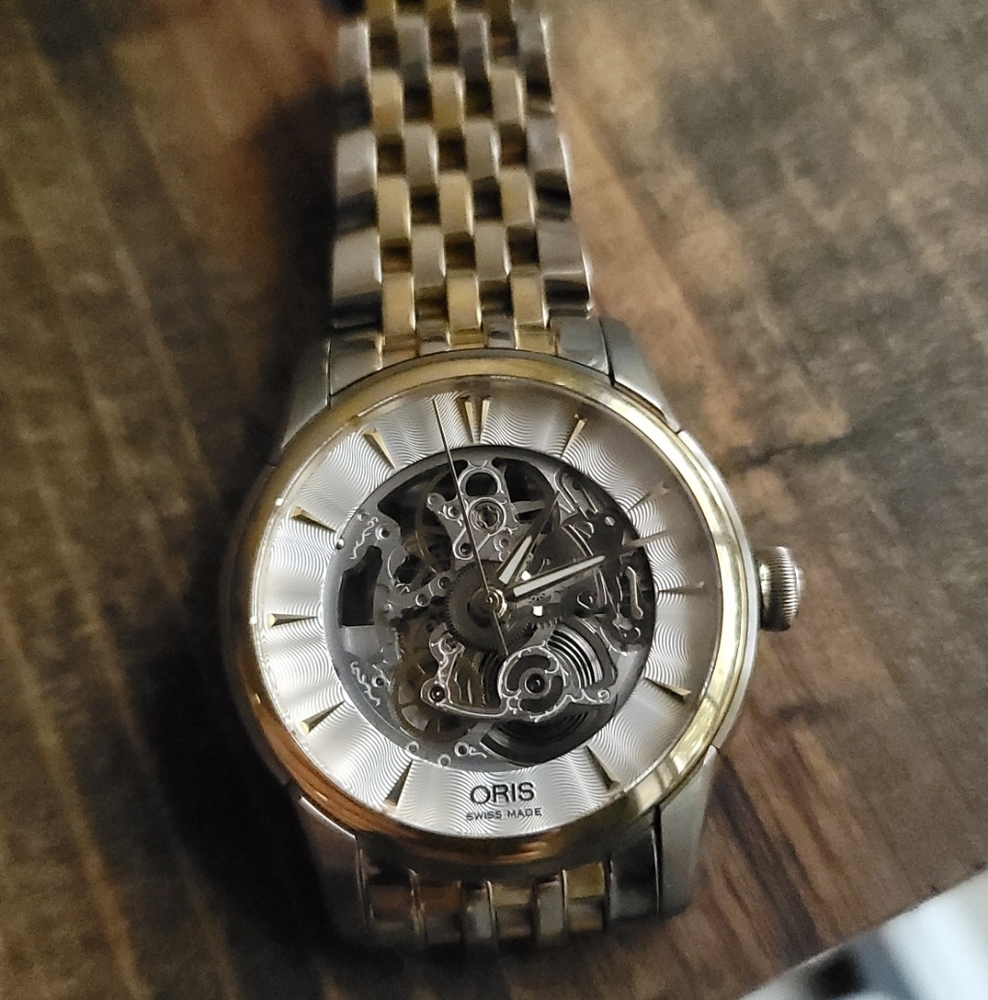 Oris Gold and Silver Skeleton Watch